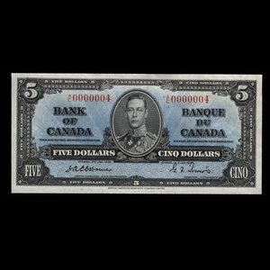 Canada, Banque du Canada, 5 dollars : 2 janvier 1937