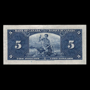 Canada, Banque du Canada, 5 dollars : 2 janvier 1937