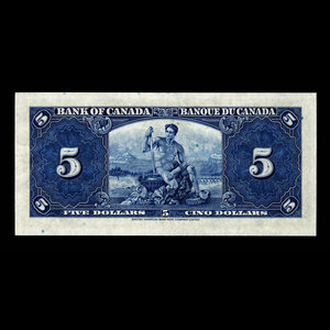 Canada, Banque du Canada, 5 dollars : 2 janvier 1937