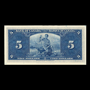 Canada, Banque du Canada, 5 dollars : 2 janvier 1937