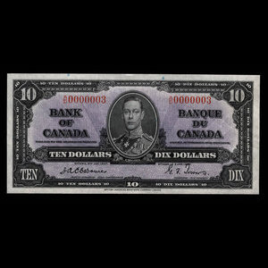 Canada, Banque du Canada, 10 dollars : 2 janvier 1937