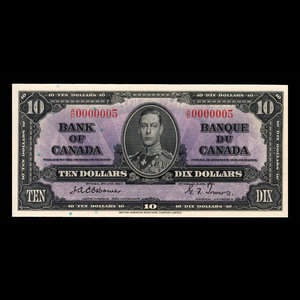 Canada, Banque du Canada, 10 dollars : 2 janvier 1937