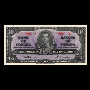 Canada, Banque du Canada, 10 dollars : 2 janvier 1937