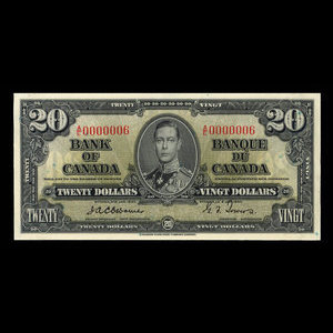 Canada, Banque du Canada, 20 dollars : 2 janvier 1937