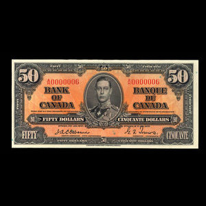 Canada, Banque du Canada, 50 dollars : 2 janvier 1937