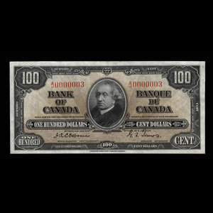 Canada, Banque du Canada, 100 dollars : 2 janvier 1937