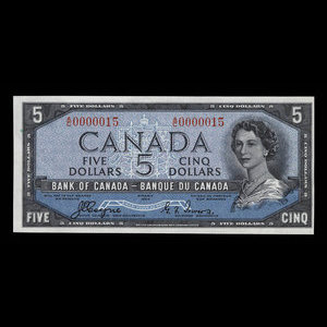 Canada, Banque du Canada, 5 dollars : 1954