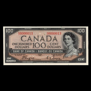 Canada, Banque du Canada, 100 dollars : 1954