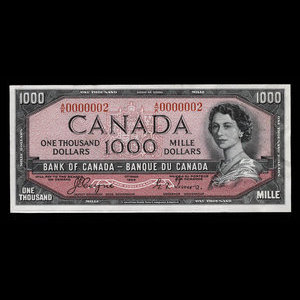 Canada, Banque du Canada, 1,000 dollars : 1954