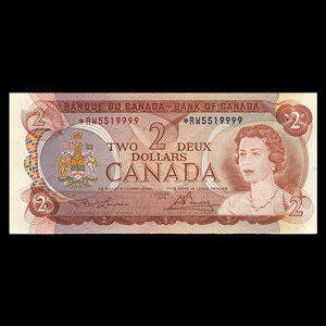 Canada, Banque du Canada, 2 dollars : 1974