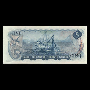 Canada, Banque du Canada, 5 dollars : 1972