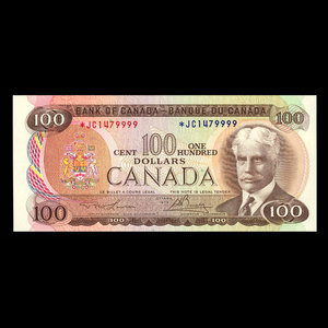 Canada, Banque du Canada, 100 dollars : 1975