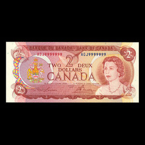 Canada, Banque du Canada, 2 dollars : 1974