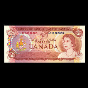 Canada, Banque du Canada, 2 dollars : 1974