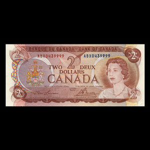 Canada, Banque du Canada, 2 dollars : 1974