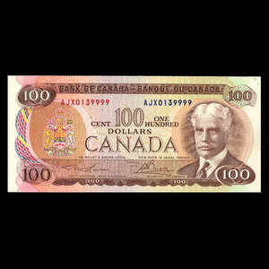 Canada, Banque du Canada, 100 dollars : 1975