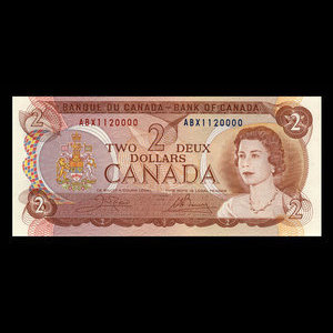 Canada, Banque du Canada, 2 dollars : 1974