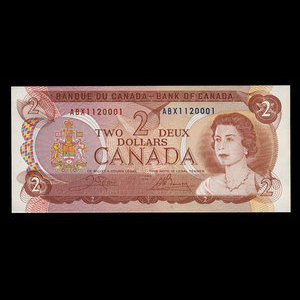 Canada, Banque du Canada, 2 dollars : 1974