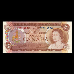 Canada, Banque du Canada, 2 dollars : 1974