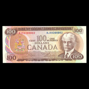 Canada, Banque du Canada, 100 dollars : 1975