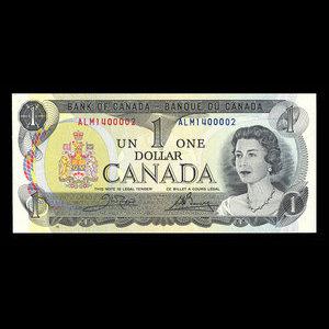 Canada, Banque du Canada, 1 dollar : 1973