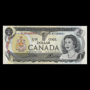 Canada, Banque du Canada, 1 dollar : 1973