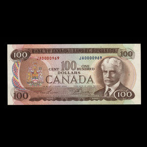 Canada, Banque du Canada, 100 dollars : 1975