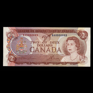 Canada, Banque du Canada, 2 dollars : 1974