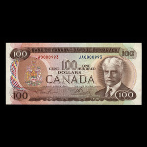 Canada, Banque du Canada, 100 dollars : 1975