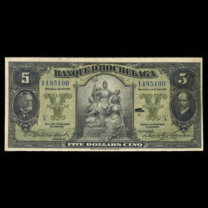 Canada, Banque d'Hochelaga, 5 dollars : 2 janvier 1917