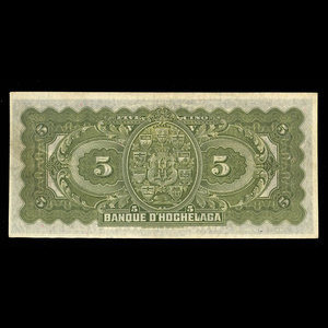 Canada, Banque d'Hochelaga, 5 dollars : 2 janvier 1917