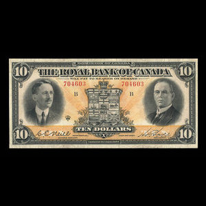 Canada, Banque Royale du Canada, 10 dollars : 3 janvier 1927