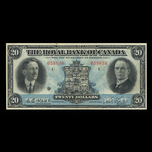 Canada, Banque Royale du Canada, 20 dollars : 3 janvier 1927