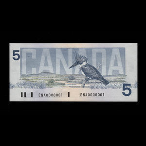 Canada, Banque du Canada, 5 dollars : 1986