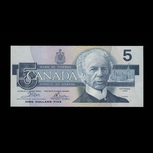 Canada, Banque du Canada, 5 dollars : 1986