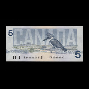 Canada, Banque du Canada, 5 dollars : 1986