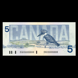 Canada, Banque du Canada, 5 dollars : 1986