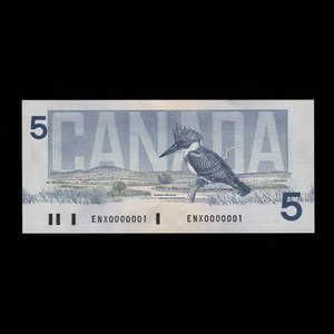 Canada, Banque du Canada, 5 dollars : 1986