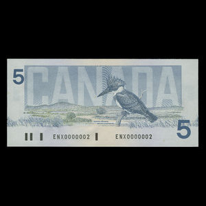 Canada, Banque du Canada, 5 dollars : 1986