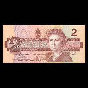 Canada, Banque du Canada, 2 dollars : 1986