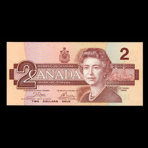 Canada, Banque du Canada, 2 dollars : 1986