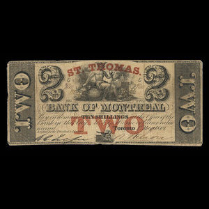 Canada, Banque de Montréal, 2 dollars : 1 mai 1849