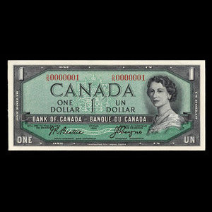 Canada, Banque du Canada, 1 dollar : 1954