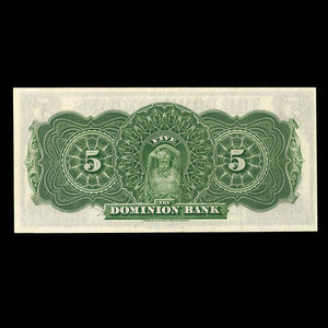 Canada, Dominion Bank, 5 dollars : 2 janvier 1925