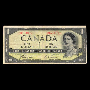 Canada, Banque du Canada, 1 dollar : 1954