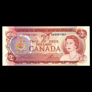 Canada, Banque du Canada, 2 dollars : 1974