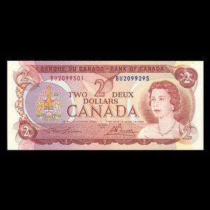 Canada, Banque du Canada, 2 dollars : 1974