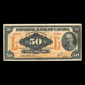 Canada, Imperial Bank of Canada, 50 dollars : 1 novembre 1923