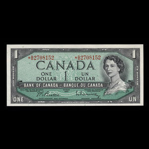 Canada, Banque du Canada, 1 dollar : 1954