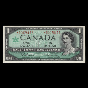 Canada, Banque du Canada, 1 dollar : 1967